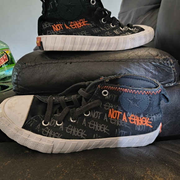 Converse Black and Orange High-Top Sneakers for Kids - Picture 1 of 4